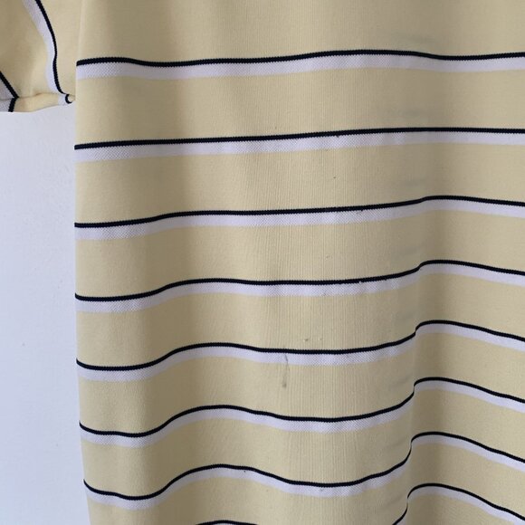 Footjoy Yellow Striped Short Sleeve Polo Shirt VCSP Crest Logo XL Golf Stretch - Picture 6 of 8